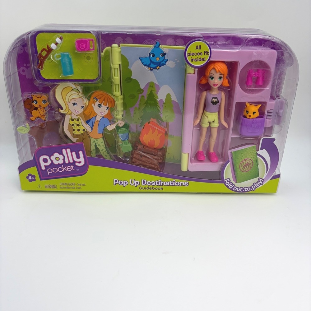 Polly Pocket Pop Up Destinations Guidebook Camping Playset Mattel R2633 2009 NEW